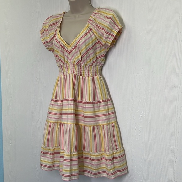 Betsey Johnson - Novelty Striped Pink Multi Colored Mini Dress Size Small - Picture 5 of 10